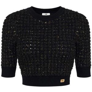 Elisabetta Franchi, Dames, Truien, Zwart, Maat: S Acryl,