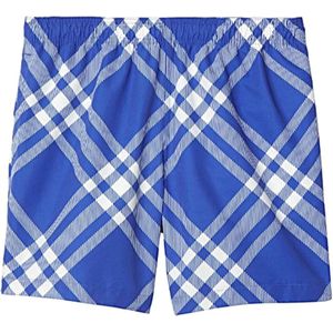 Burberry - Bedrukte Zwemshort - Blauw - 100% Polyester - Ruitmotief