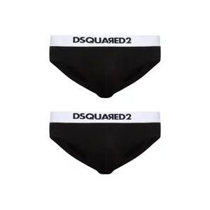 Dsquared2 Stijlvol Slip Bi-Pack Ondergoed Set , Black , Heren , Maat: XL
