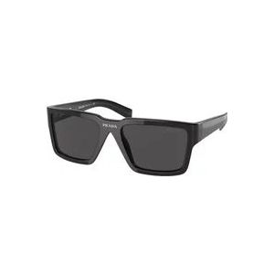 Prada Rechthoekige zonnebril - Zwart , Black , Heren , Maat: ONE Size