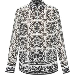 Dolce & Gabbana, Heren, Overhemden, Wit, Maat: L Zijde,