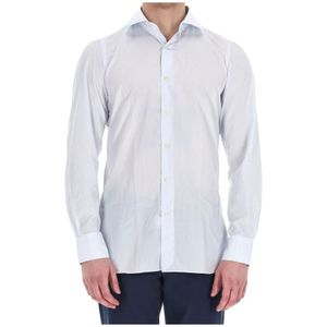 Finamore, Heren, Overhemden, Blauw, Maat: M Katoen,