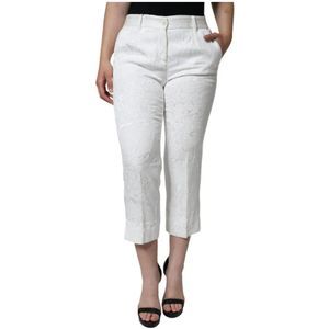 Dolce & Gabbana, Dames, Broeken, Wit, Maat: XS Brokaat,