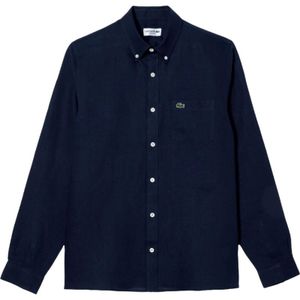 Lacoste - Linnen Overhemd - Blauw - Heren - 2XL