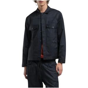 Replay - Klassieke Katoenen Twill Jack - Blauw - Jassen