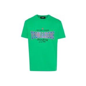 Dsquared2 Smaragdgroene College League T-shirt , Green , Heren , Maat: L