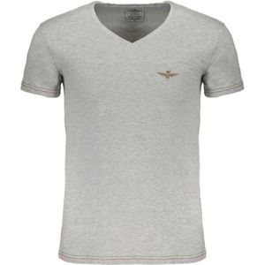 Aeronautica Militare - Heren T-shirt - Grijs - Katoen - Korte Mouwen