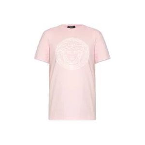 Versace T-shirt met logo , Pink , Dames , Maat: 2XS