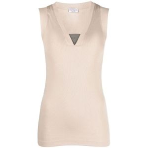 Brunello Cucinelli, Dames, Tops, Beige, Maat: M Jersey,