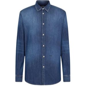 Dsquared2, Heren, Overhemden, Blauw, Maat: M Denim,