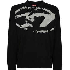 Diesel, Heren, Sweatshirts & Hoodies, Zwart, Maat: S