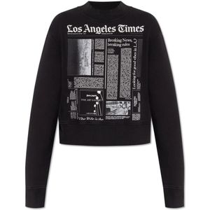 Palm Angels, Dames, Sweatshirts & Hoodies, Zwart, Maat: L Katoen,