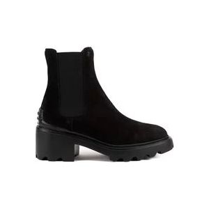 Tod's Zwarte platte schoenen van suède , Black , Dames , Maat: 38 EU