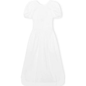 Ganni Witte Katoenen Poplin Thee Jurk , White , Dames , Maat: L