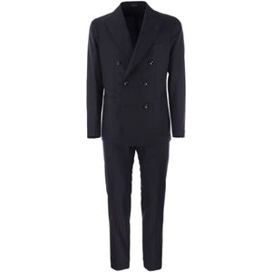 Tagliatore, Heren, Pakken, Blauw, Maat: L Wol,