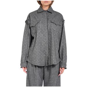 A Paper Kid, Dames, Blouses & Shirts, Grijs, Maat: XS Wol,