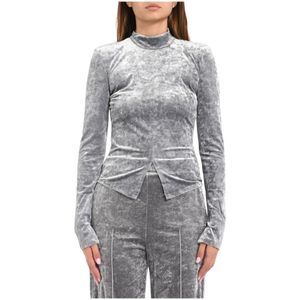 Patrizia Pepe, Dames, Blouses & Shirts, Grijs, Maat: L Polyamide,