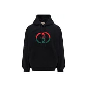 Gucci Logo Katoenen Sweatshirt , Black , Heren , Maat: XL