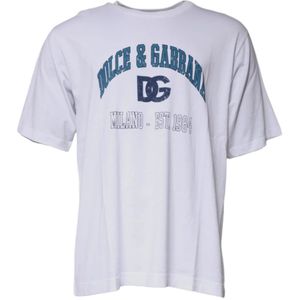 Dolce Gabbana - DG Milano - T-shirt - Wit - Katoen - Korte Mouwen