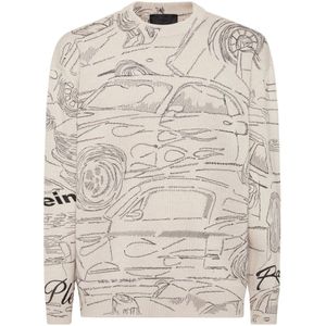 Philipp Plein, Heren, Truien, Beige, Maat: S Katoen,