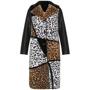 Cesare Gaspari - Mixed Print Reversible Faux Fur Jas - Bruin - Dames
