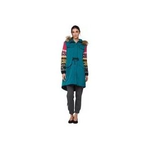 Twinset Geborduurde Multicolor Parka met Nep Bont Capuchon , Blue , Dames , Maat: S