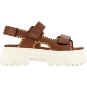 Hogan Gestreepte Sandalen , Brown , Dames , Maat: 41 EU