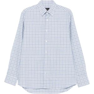 Brioni, Heren, Overhemden, Blauw, Maat: XL Katoen,