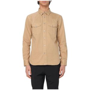 Tom Ford, Heren, Overhemden, Beige, Maat: L Katoen,