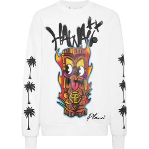 Philipp Plein, Heren, Sweatshirts & Hoodies, Wit, Maat: S Katoen,