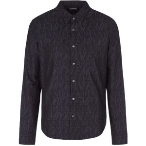Armani, Heren, Overhemden, Zwart, Maat: M Katoen,