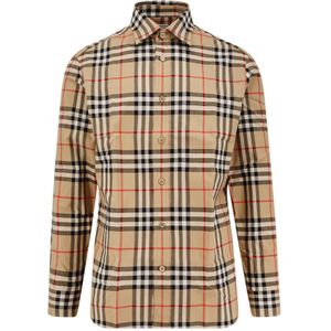 Burberry, Heren, Overhemden, Beige, Maat: M Katoen,