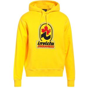 Dsquared2, Heren, Sweatshirts & Hoodies, Geel, Maat: M Katoen,