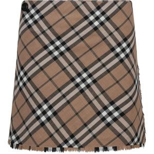 Burberry, Dames, Rokken, Beige, Maat: 3XS Wol,