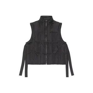 Ganni Gewatteerd Polyester Vest , Black , Dames , Maat: L/Xl