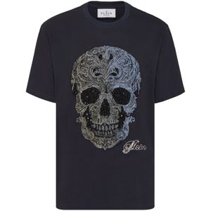 Philipp Plein, Heren, Tops, Blauw, Maat: 2XL Katoen,