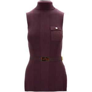 Elisabetta Franchi, Dames, Truien, Rood, Maat: S Zijde,