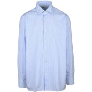 Luigi Borrelli Napoli, Heren, Overhemden, Blauw, Maat: S Katoen,