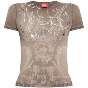 Diesel, Dames, Tops, Bruin, Maat: S Katoen,