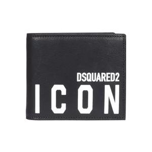 Dsquared2 Zwarte Iconische Portemonnee , Black , Heren , Maat: ONE Size
