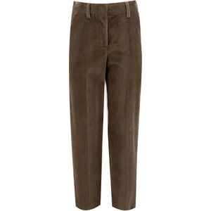 Brunello Cucinelli, Dames, Broeken, Bruin, Maat: M Katoen,