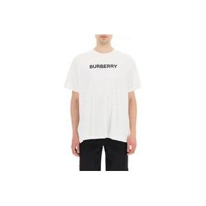 Burberry Logo Print Katoenen T-Shirt , White , Heren , Maat: S