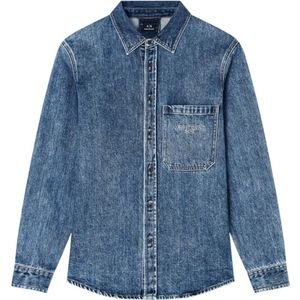 Armani Exchange, Heren, Overhemden, Blauw, Maat: L Katoen,
