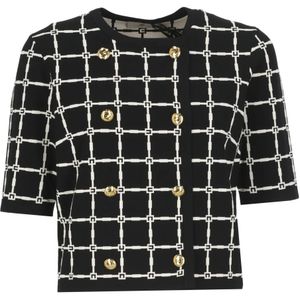 Elisabetta Franchi, Dames, Truien, Zwart, Maat: S Viscose,