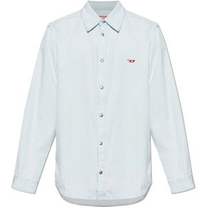 Diesel, Heren, Overhemden, Blauw, Maat: L Katoen,