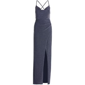 Vera Mont - Elegante Maxi Jurk - Blauw - Dames - Waterval Halslijn