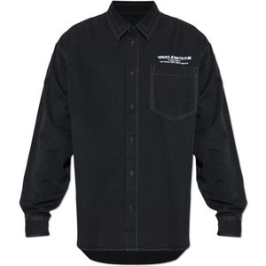 Versace Jeans Couture, Heren, Overhemden, Zwart, Maat: M Katoen,