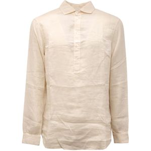 Paolo Pecora, Heren, Overhemden, Beige, Maat: L Linnen,