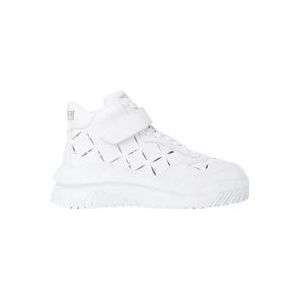 Versace Geperforeerde Leren Sneakers , White , Heren , Maat: 46 EU