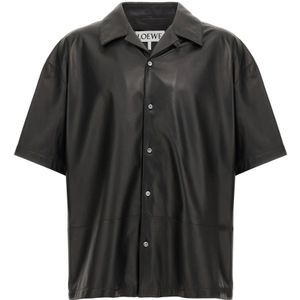 Loewe, Heren, Overhemden, Zwart, Maat: M Leer,